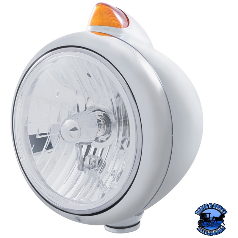 CHROME GUIDE 682-C HEADLIGHT CRYSTAL H4 & ORIGINAL STYLE LED SIGNAL (Choose Color)