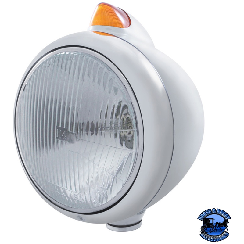 CHROME GUIDE 682-C HEADLIGHT H4 & ORIGINAL STYLE LED SIGNAL – AMBER LENS (Choose Color)