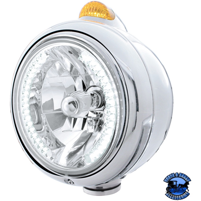 CHROME GUIDE 682-C HEADLIGHT H4 WITH WHITE LED & DUAL MODE LED SIGNAL (Choose Color)