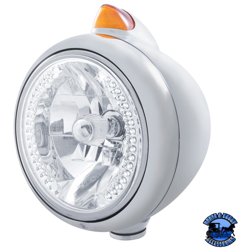 CHROME GUIDE 682-C HEADLIGHT H4 WITH WHITE LED & ORIGINAL STYLE LED SIGNAL (Choose Color)