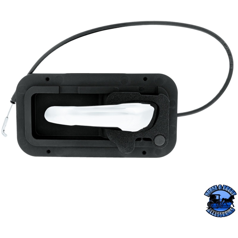 CHROME INTERIOR DOOR HANDLE W/CABLE & BASE FOR PETERBILT 389 (2008-2023) AND 386 (2006-2016) (BULK) (Choose Side)