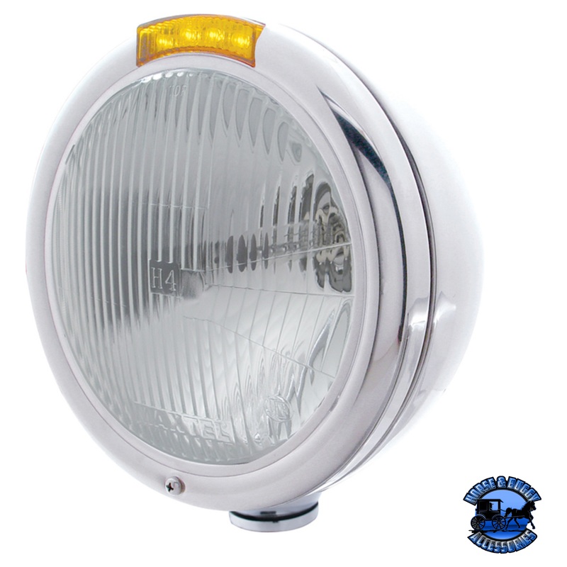 CLASSIC HEADLIGHT ASSEMBLY H4 BULB & LED TURN SIGNAL (Choose Color) (Choose Lens Color)