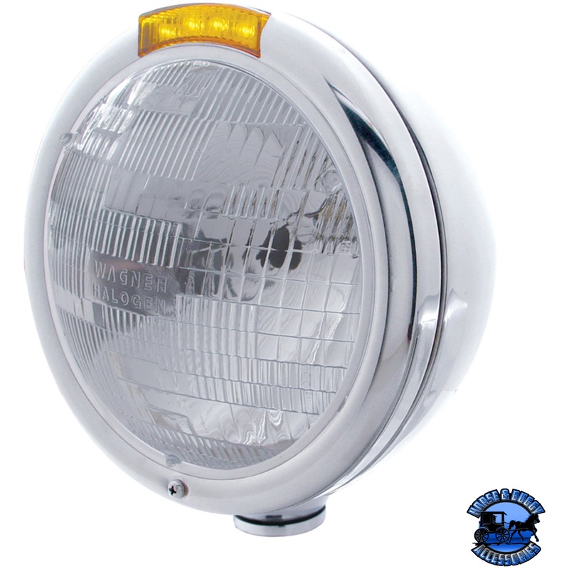 CLASSIC HEADLIGHT ASSEMBLY H6024 BULB & LED TURN SIGNAL (Choose Color) (Choose Lens Color)