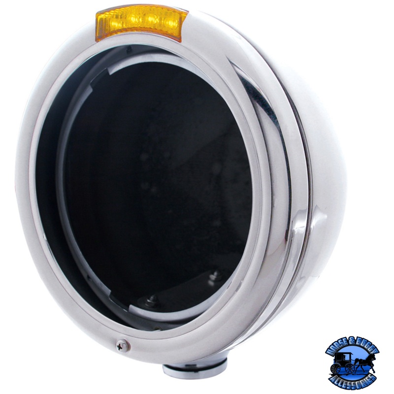 CLASSIC HEADLIGHT NO BULB WITH LED TURN SIGNAL (Choose Color) (Choose Lens Color)