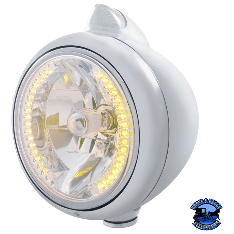 GUIDE 682-C HEADLIGHT H4 WITH 34 AMBER LED & ORIGINAL STYLE LED SIGNAL (Choose Color) (Choose Lens)