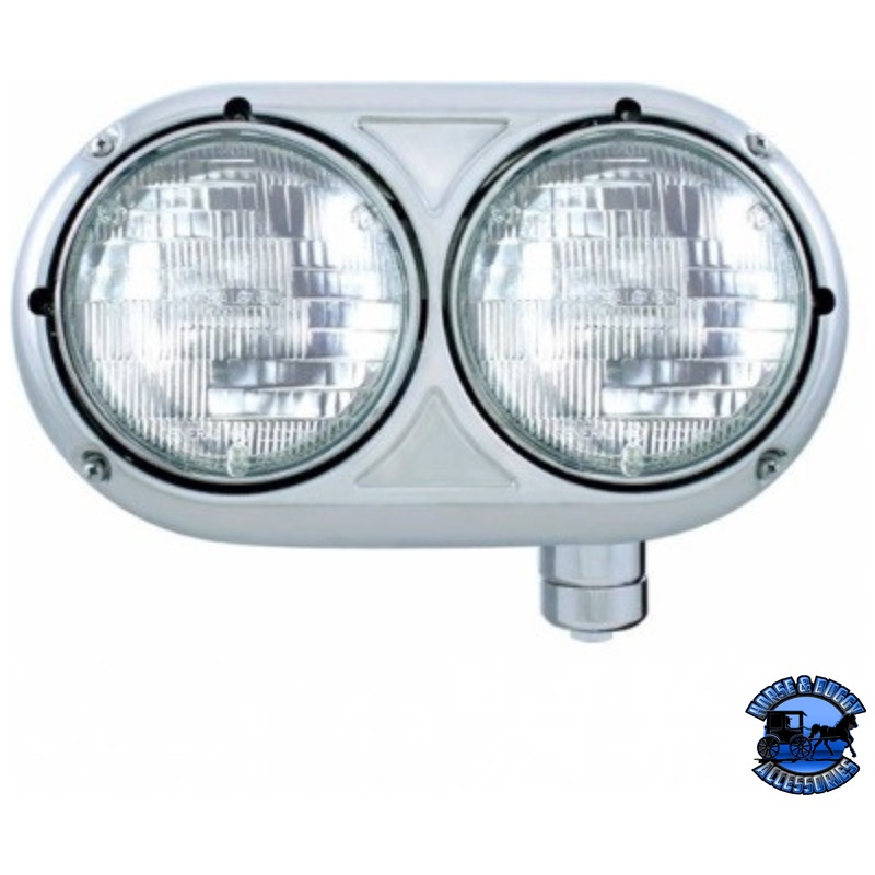 HEADLIGHT ASSEMBLY WITH HALOGEN BULBS & 304 SS HOUSING FOR PETERBILT 359 (Choose Side)