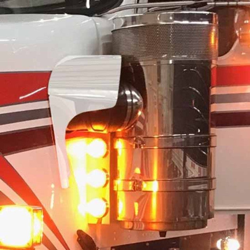 Kenworth W900L (Paintable) 304 Notched Air Cleaner Hose Guards (For trucks with air cleaner panels)