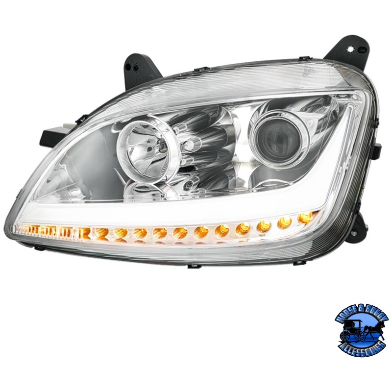 PROJECTION HEADLIGHT WITH LED POSITION LIGHT & SEQUENTIAL SIGNAL FOR 2012-2021 PETERBILT 579 (Choose Color) (Choose Choose Side)
