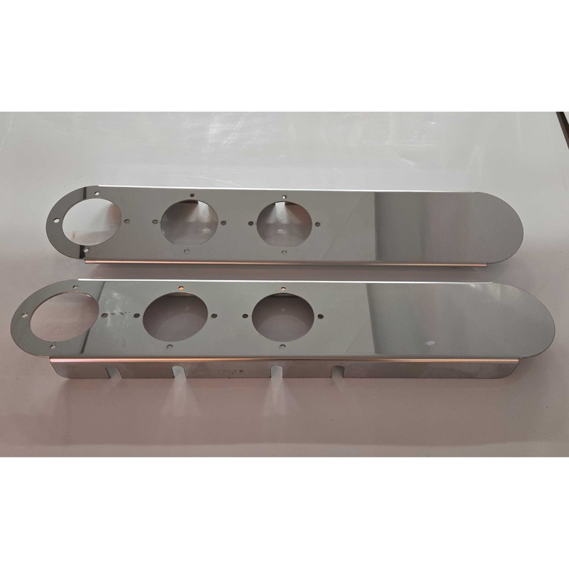 ss-1742 FRONT RADIUS-STYLE PETERBILT 15 AIR CLEANER w/ (3) WATERMELON HOLES ON BOTTOM (SOLD IN PAIRS) (No lights included)