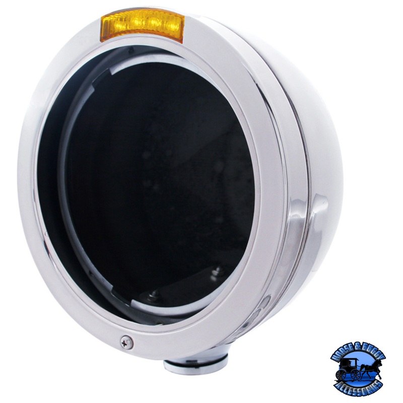 STAINLESS STEEL BULLET CLASSIC HEADLIGHT NO BULB WITH LED TURN SIGNAL (Choose Color)