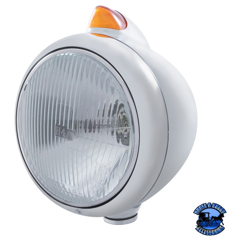 STAINLESS STEEL GUIDE 682-C HEADLIGHT H4 & ORIGINAL STYLE LED SIGNAL (Choose Color)