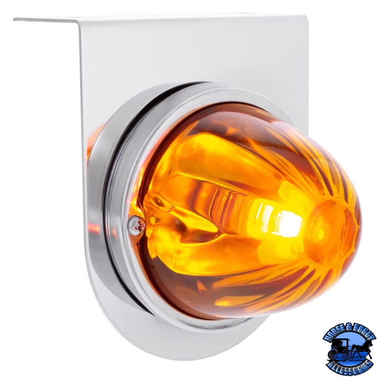 STAR-BURST GLASS WATERMELON LIGHT WITH STAINLESS STEEL LIGHT BRACKET KIT (Choose LED Color) (Choose Lens Color)