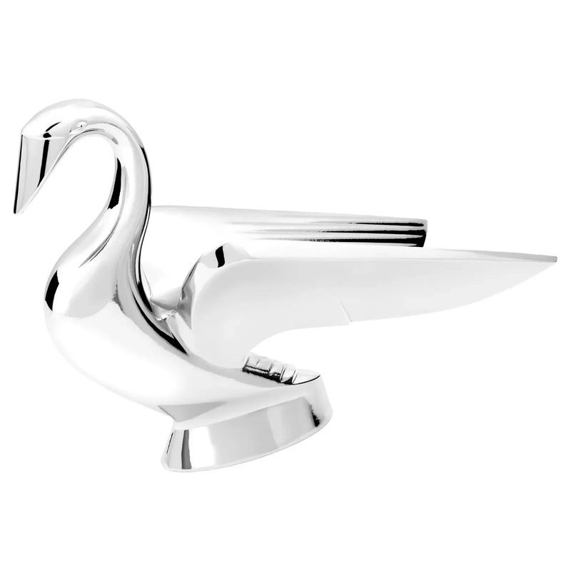 48081 Chrome Deluxe Swan with Wonderwing Hood Ornament