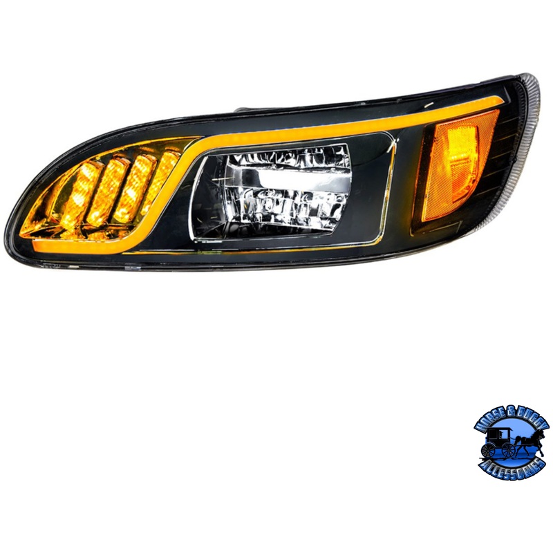 LED HEADLIGHT WITH LED TURN, POSITION, & DRL FOR PETERBILT 386 (2005-2015) & 387 (1999-2010) (Choose Color) (Choose Side)