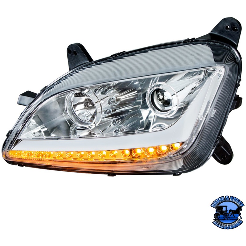 PROJECTION HEADLIGHT WITH LED POSITION LIGHT & SIGNAL FOR 2012-2021 PETERBILT 579 (Choose Color) (Choose Side)