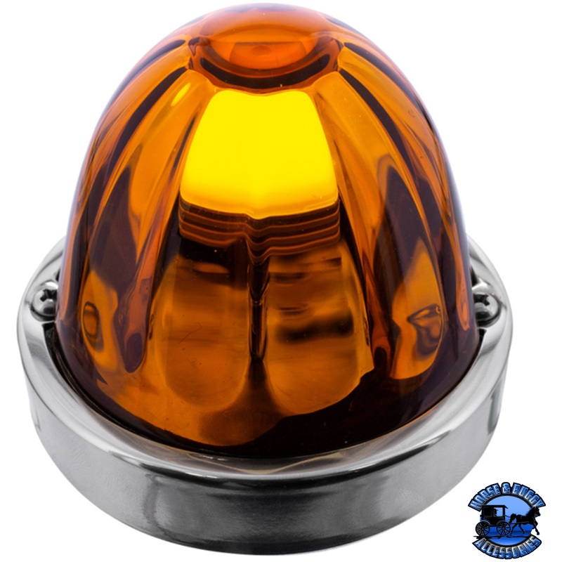 DUAL FUNCTION GLASS WATERMELON FLUSH MOUNT KIT WITH LED BULB (Chose LED Color) (Choose Lens Color)