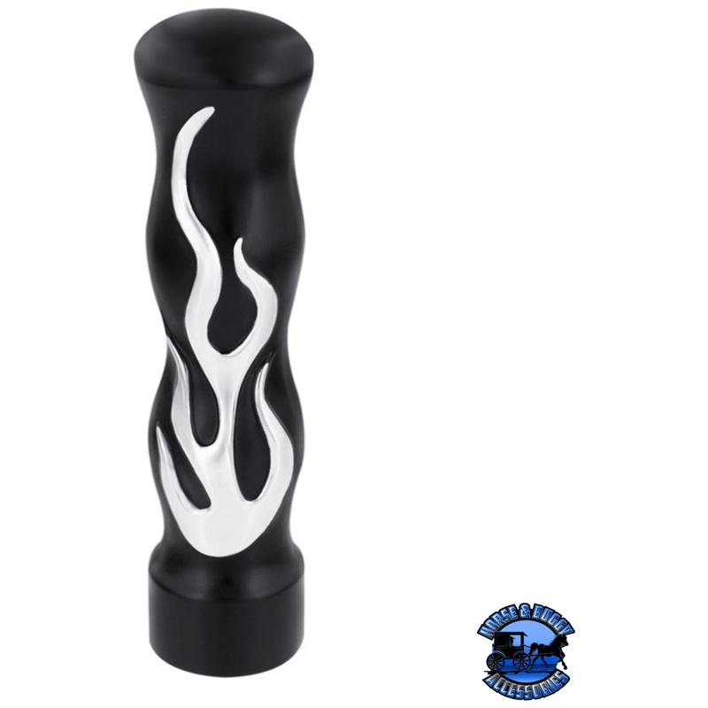 1/2-13 THREAD ON FLAME GEARSHIFT KNOB – BLACK WITH CHROME FLAME #70567B