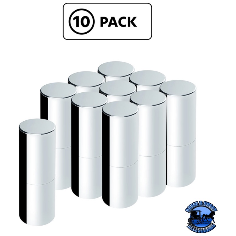 33MM X 6-1/2 CHROME PLASTIC TALL CYLINDER NUT COVER – THREAD-ON (10 PCS) #10370
