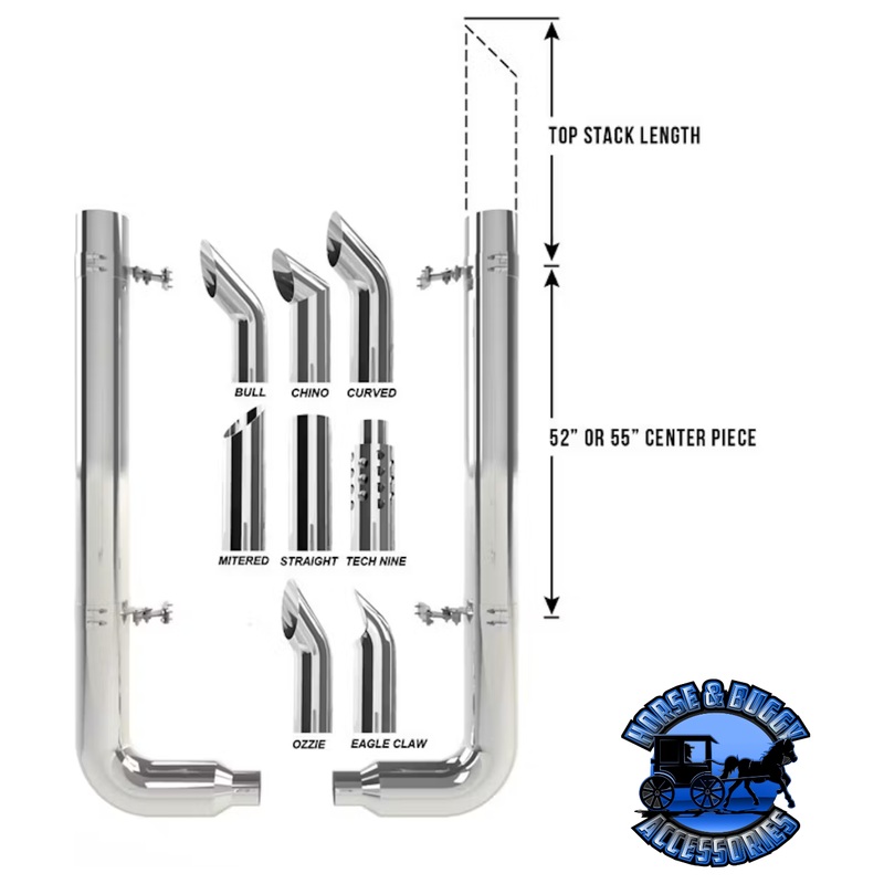 DP-KRP-Q605055CP 6” PETE EXHAUST KIT W/6” REDUCED TO 5” PICKETT ELBOWS; 55” QUIET SPOOL (Clamps sold separate)