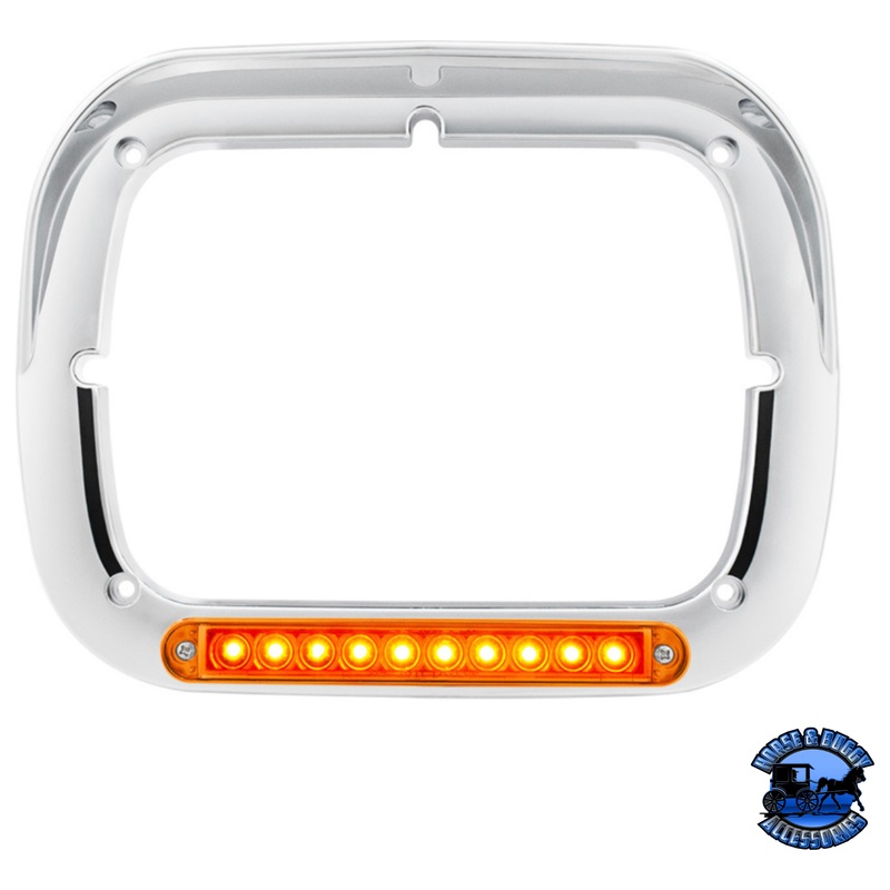 10 LED 5 X 7 HEADLIGHT BEZEL WITH VISOR (Choose Lens Color)