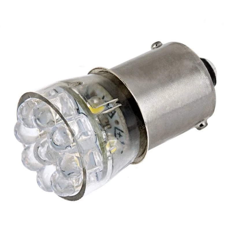 67-R15 67 Boat and RV LED Light Bulb – (15) LED Forward Firing Cluster Bulb – BA15S Retrofit Base – 105 Lumens – Red