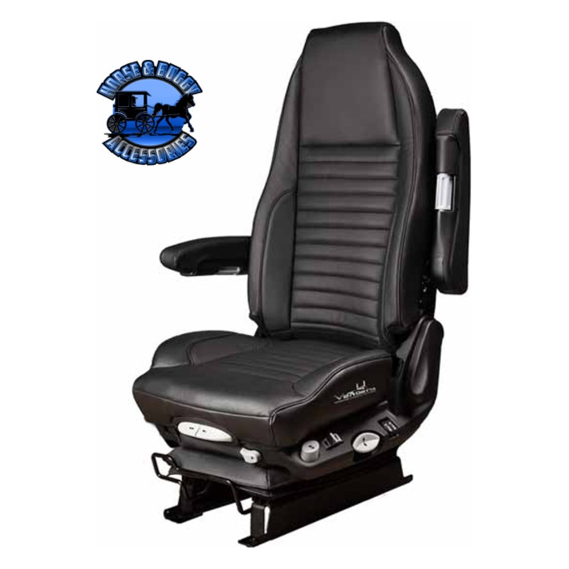 AF-110031LE14 Black Genuine High Back Leather Air Seat With Standard Base & Dual Arm Rest, By Vendetta 29-1920001