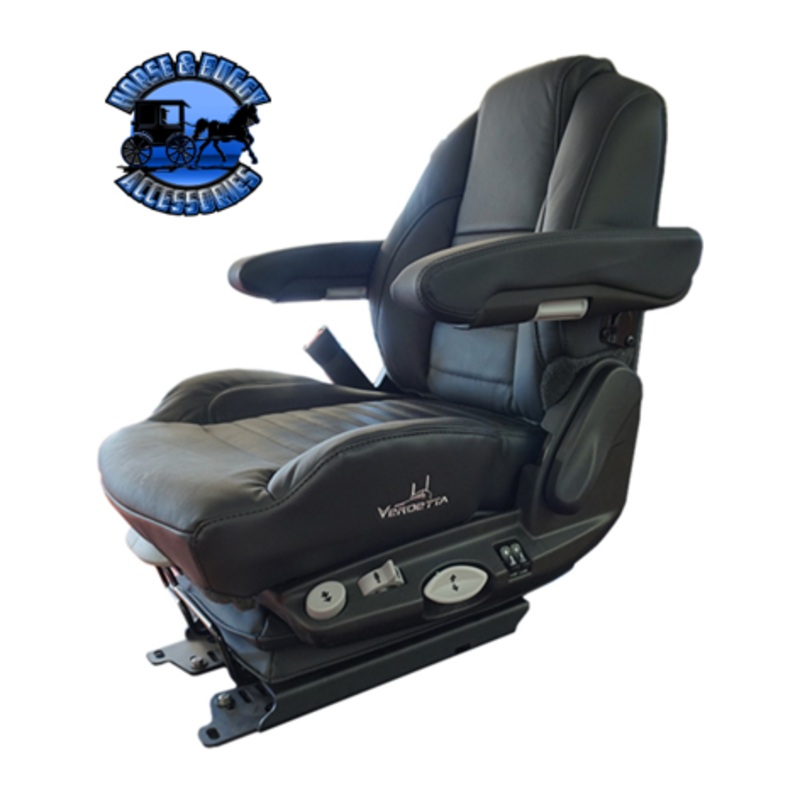 AF-21103lE14 Vendetta Premium Black Leather Mid Back Air Seat W/Standard Base, Heating Vent, Dual Arm Rest, Reclining Back