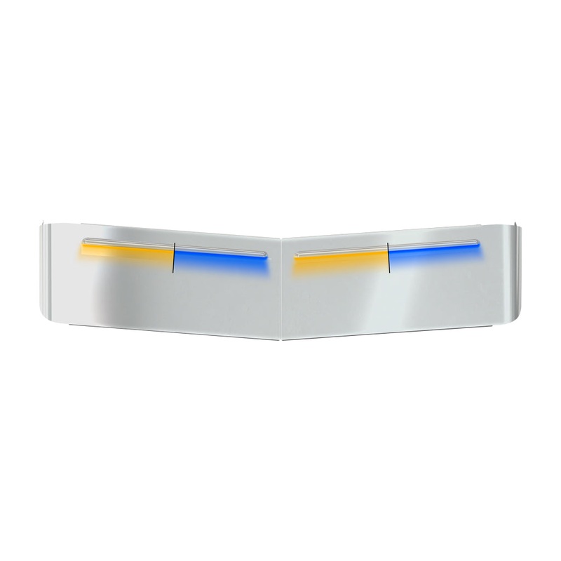TSUN-K52AB KW. 13 Curved Glass Post-Mount Louvered Sun Visor  Dual Glow Strips (Amber/Blue)