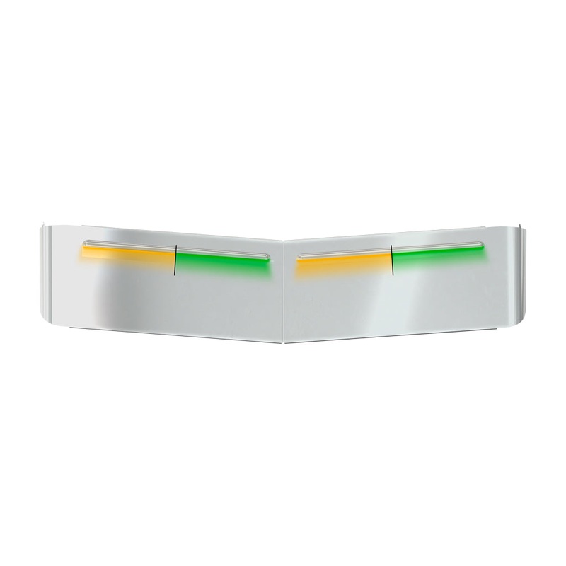 TSUN-K52AG KW. 13 Curved Glass Post-Mount Louvered Sun Visor  Dual Glow Strips (Amber/Green)