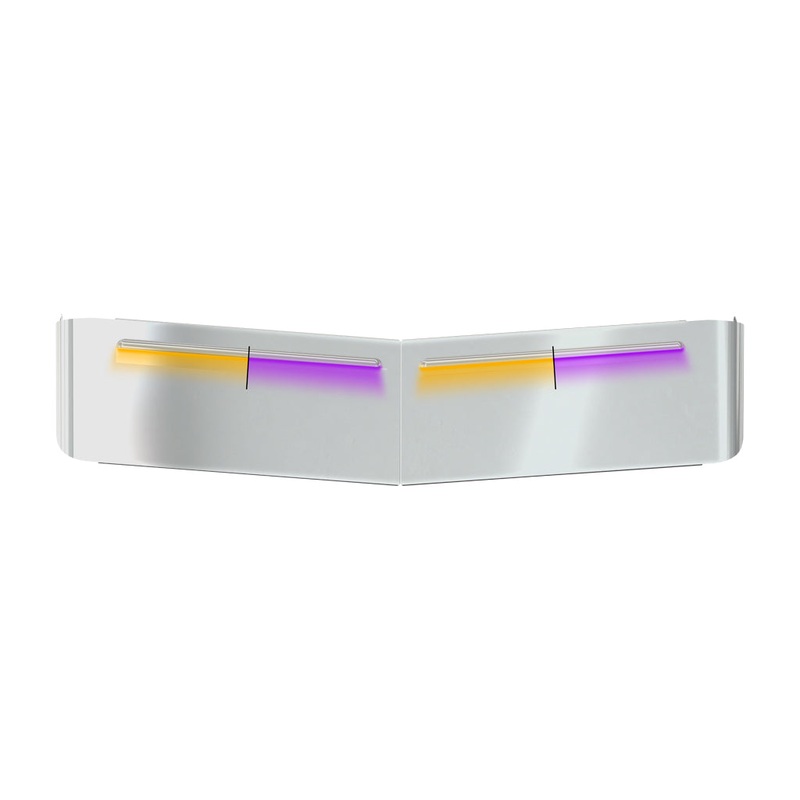 TSUN-K52AP KW. 13 Curved Glass Post-Mount Louvered Sun Visor  Dual Glow Strips (Amber/Purple)