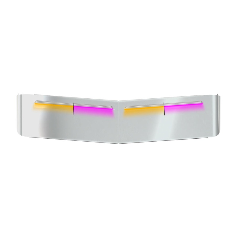 TSUN-K52APK KW. 13 Curved Glass Post-Mount Louvered Sun Visor  Dual Glow Strips (Amber/Pink)
