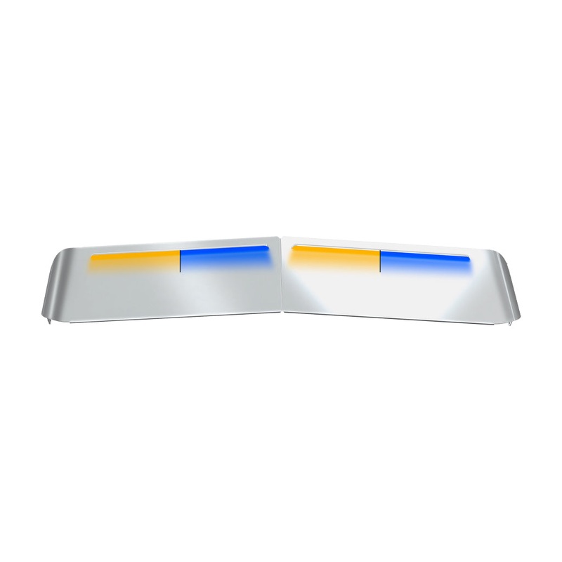 TSUN-K53AB KW. 13 Flat Glass Post-Mount Louvered Sun Visor  Dual Glow Strips (Amber/Blue)
