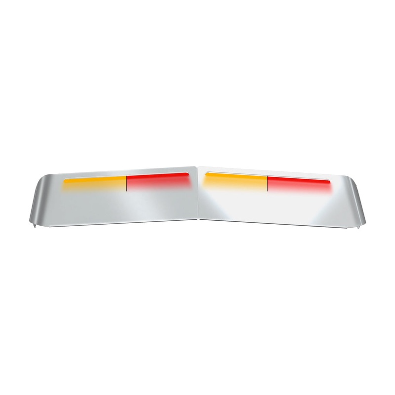 TSUN-K53AR KW. 13 Flat Glass Post-Mount Louvered Sun Visor  Dual Glow Strips (Amber/Red)