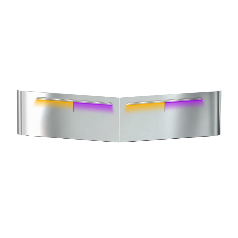 TSUN-P61AP PB. 14 High & Low Roof with 2 Piece Windshields Louvered Sun Visor (1987+)  Cab Mounted Mirrors | Dual Glow Strips (Amber/Purple)