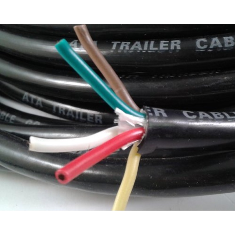 16/5 BLACK JACKET ROUND TRAILER WIRE GN/ RD/ BN/ WH/ YL, 50 ft.