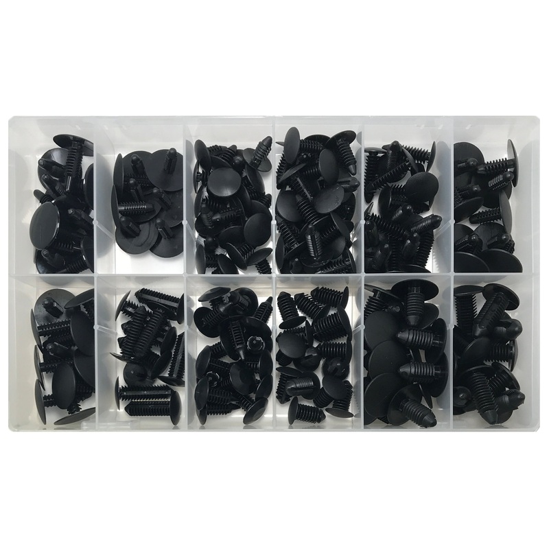 168 Piece Universal Black Body Fastener Nylon Trim Panel Retainer Assortment Kit