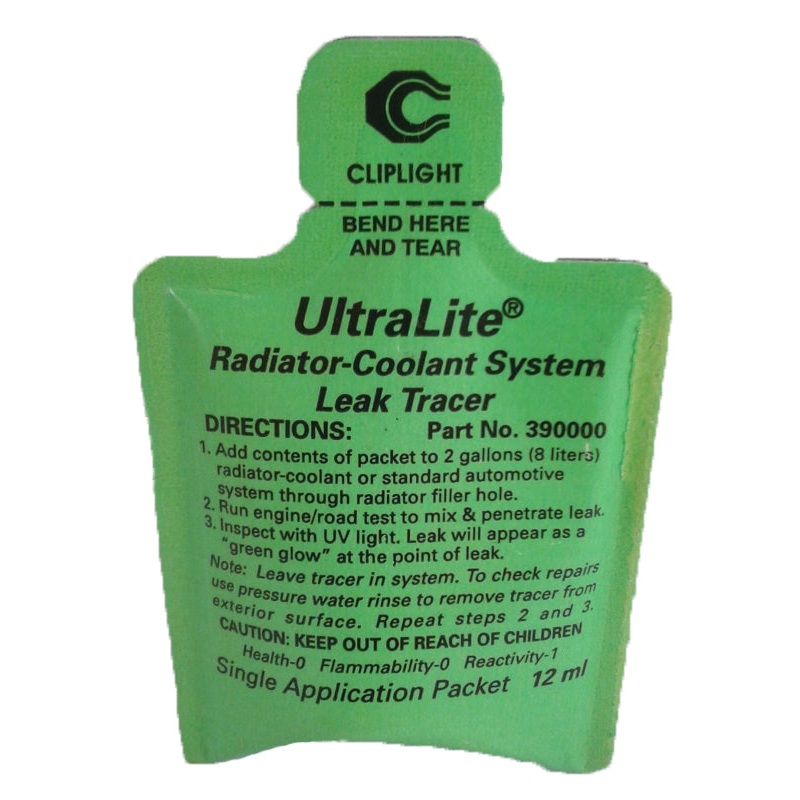 Cliplight UltraLite Radiator-Coolant System Leak Tracer, 12 ml (pillow pack), each