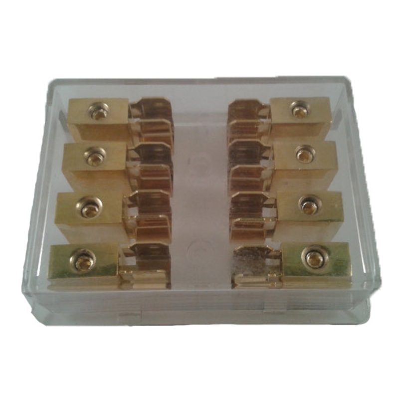 Gold Plated Fuse Block – 4 Position (4) 8 AWG in (4) 8 AWG out