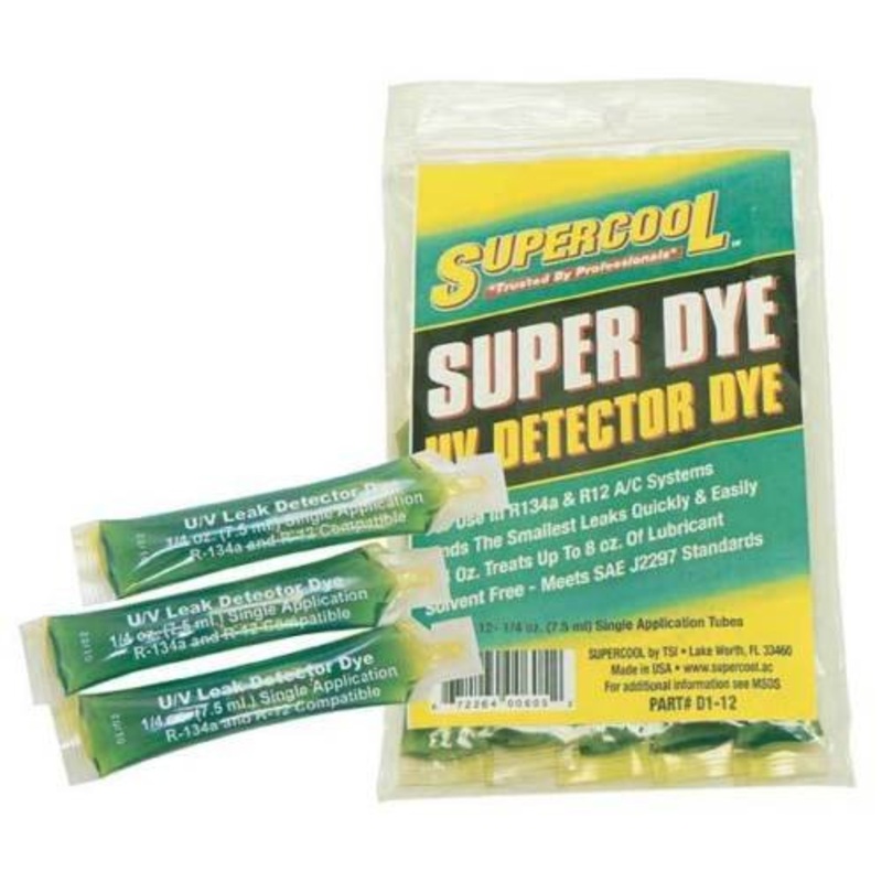 SUPERCOOL Super Dye D1-12 A/C UV Leak Detection Dye – .25 Oz – PK12 – R134a & R12 USA