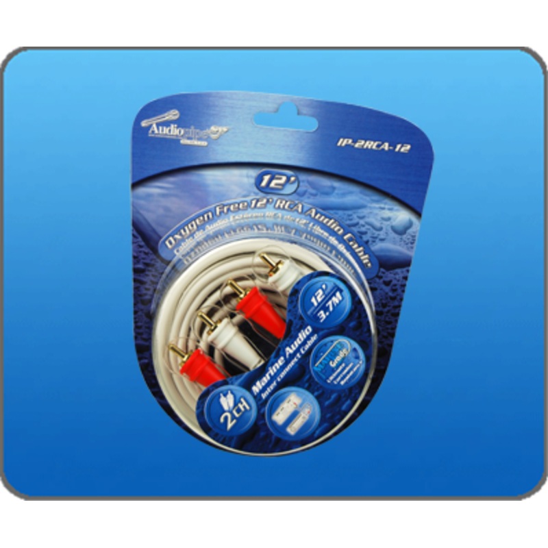 AUDIOPIPE MARINE OXYGEN FREE 12′ WHITE 2 CHANNEL RCA AUDIO CABLE