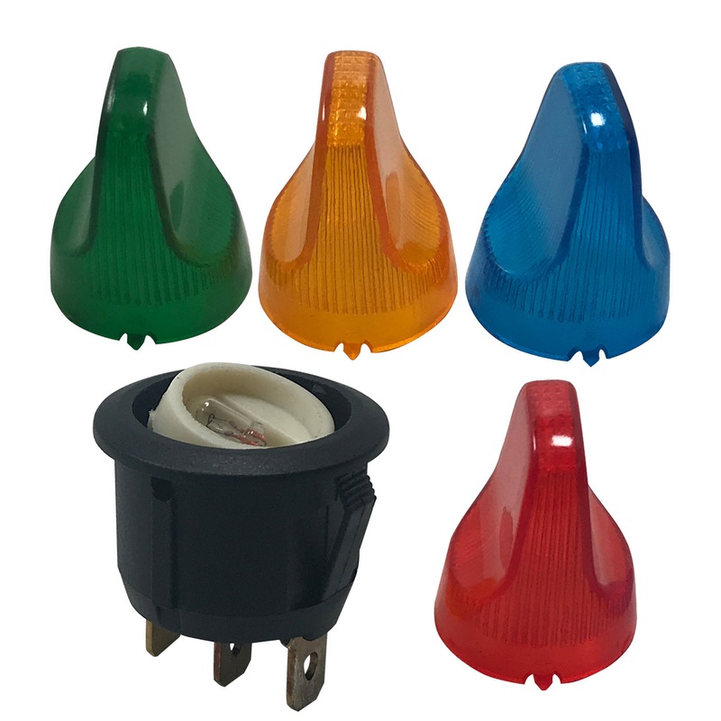 Illuminating Toggle Switch 12 Volt @20 Amp W/ Replaceable Lens – Green Amber Blue Red – 1 or 5 Pack