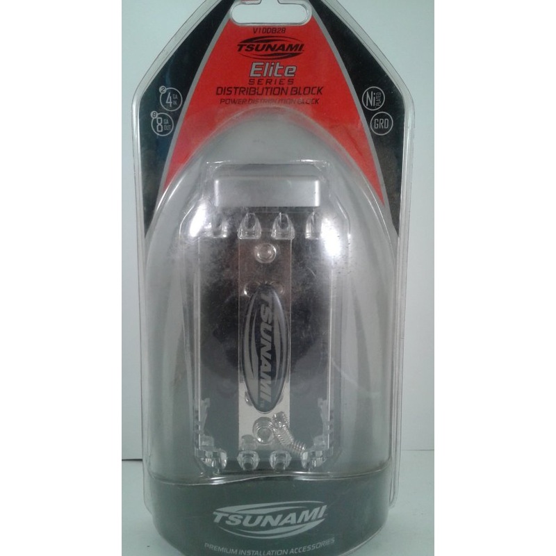 Power Ground Distribution Block (2) 4 AWG in (8) 8 AWG out Tsunami Elite Ni plated