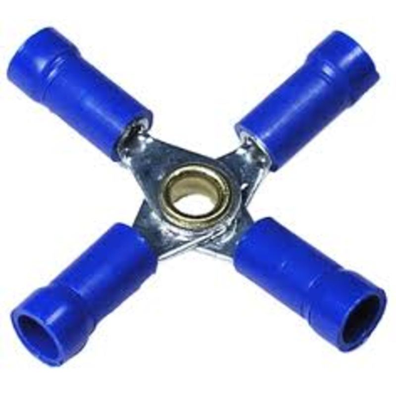 Vinyl Insulated Blue 4-Way Wire Terminal Connector 16-14 Gauge – 10 Pack