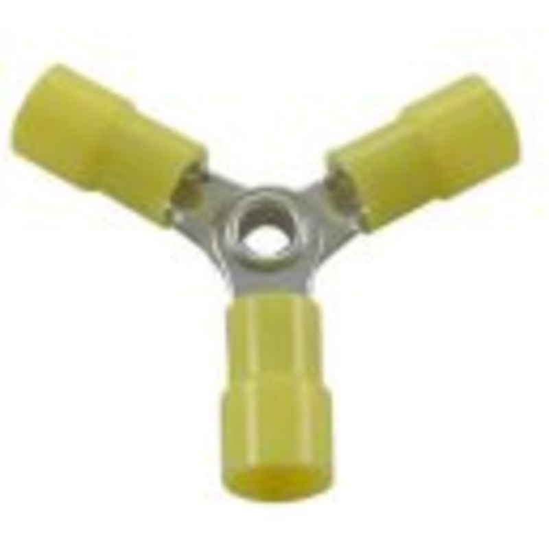 Vinyl Insulated Yellow 3-Way Wire Terminal Connector 12-10 Gauge – 10 Pack