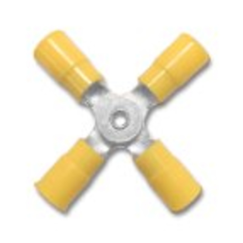 Vinyl Insulated Yellow 4-Way Wire Terminal Connector 12-10 Gauge – 10 Pack