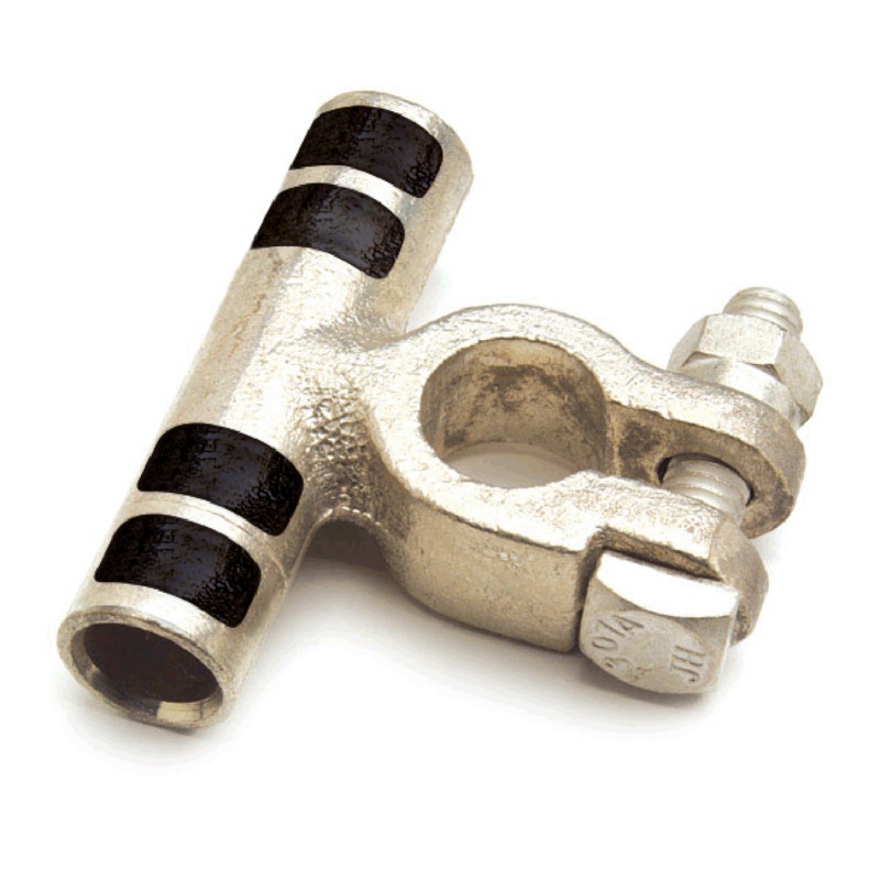 1/0 AWG Battery Terminal – Right Angle Flag Style Top Post Cable End (Positive) – 1 or 5 Pack – Made in USA