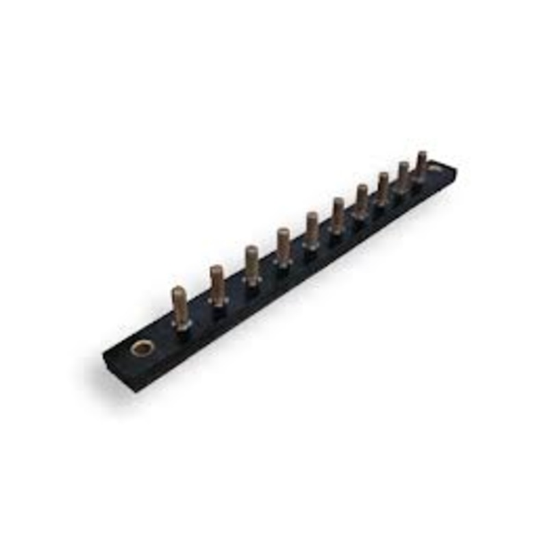 10-Stud Terminal Strips – Stud Type 30 AMP 12V DC #10-32 brass mounted on 5/8 centers