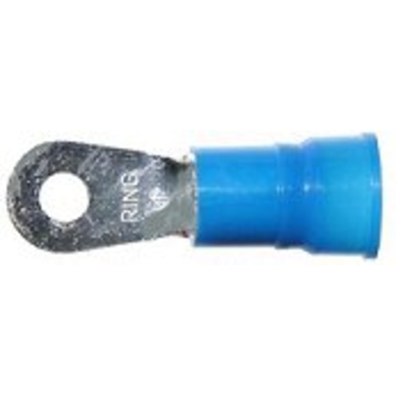6 AWG Ring Terminal – Vinyl Insulated Blue #10 Stud – 10 or 100 Pack