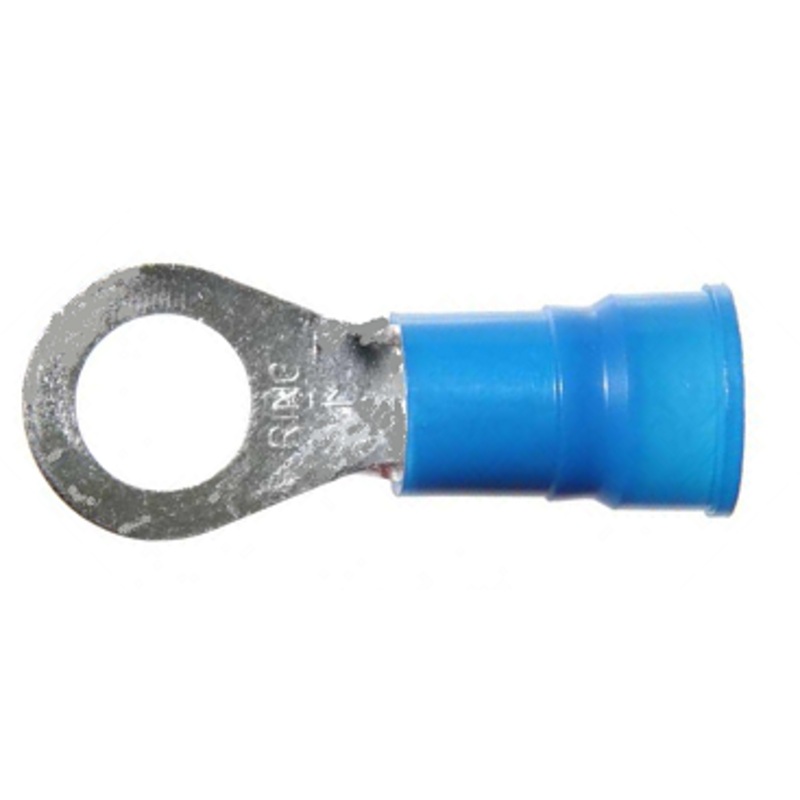 6 AWG Ring Terminal – Vinyl Insulated Blue 3/8 Stud – 10 or 100 Pack