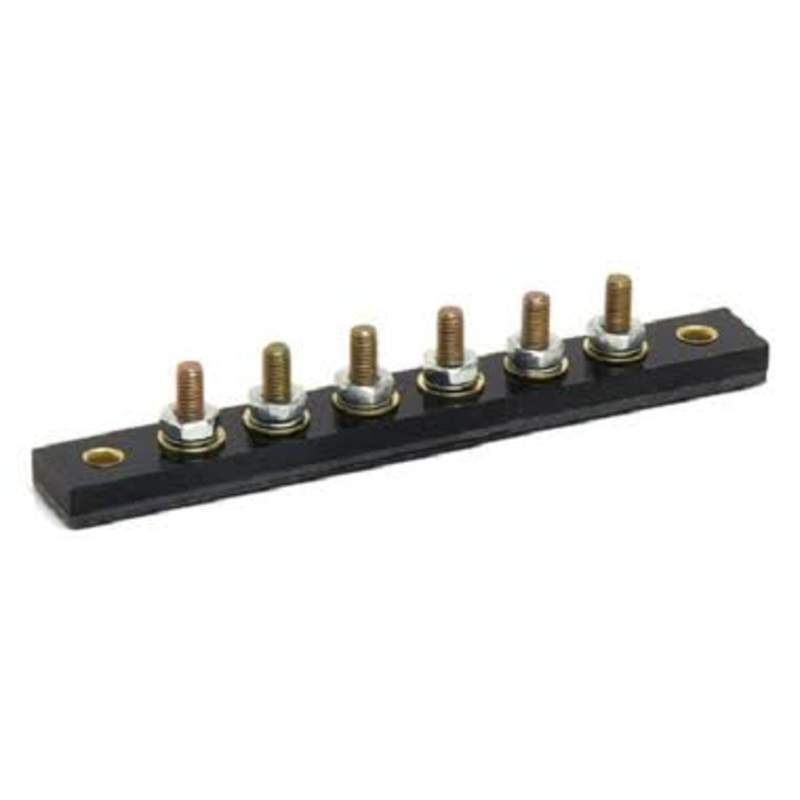 6-Stud Terminal Strips – Stud Type 30 AMP 12V DC #10-32 brass mounted on 5/8 centers